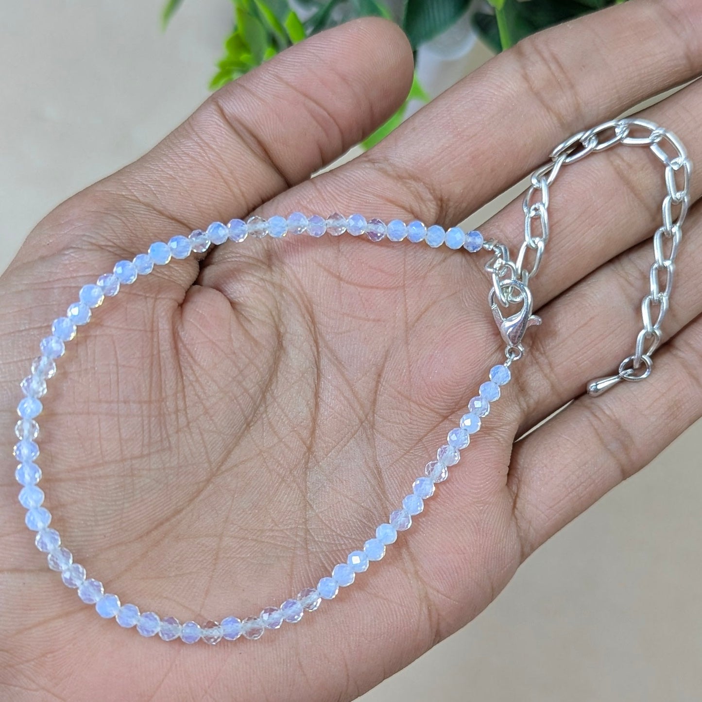 Anklet 3mm faceted-Opal-Maitri Export | Crystals Store