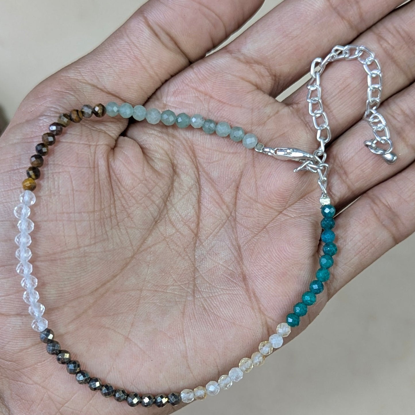 Anklet 3mm faceted-Dhanyog-Maitri Export | Crystals Store