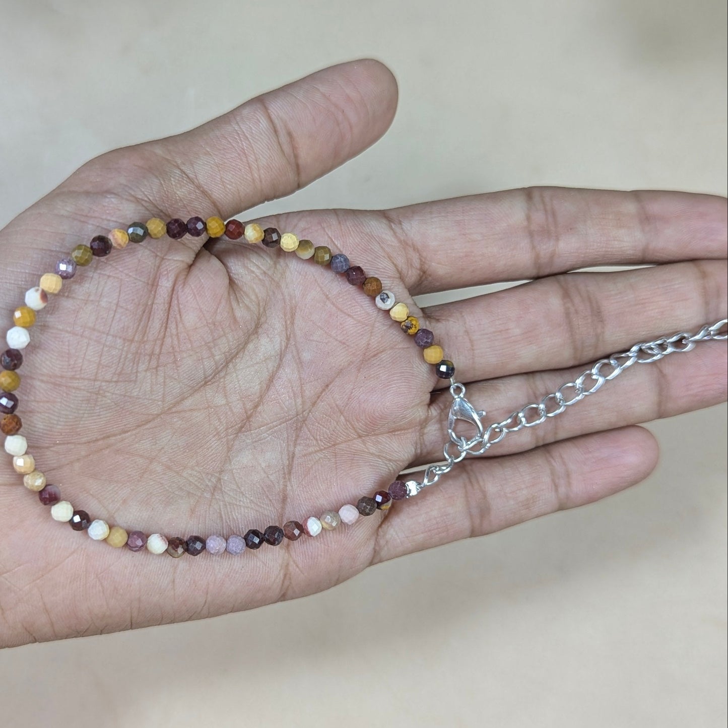 Anklet 3mm faceted-Mookite-Maitri Export | Crystals Store