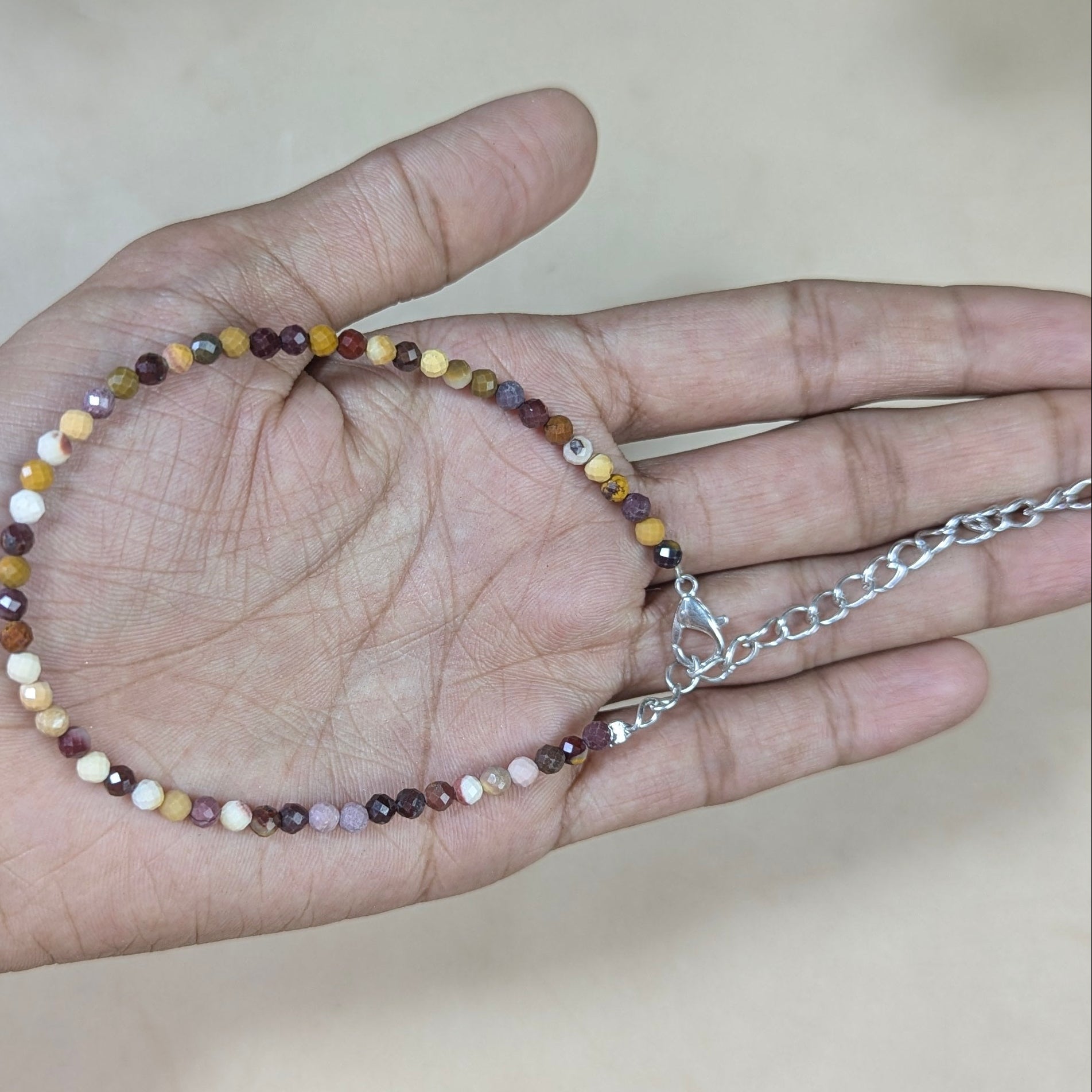 Anklet 3mm faceted-Mookite-Maitri Export | Crystals Store
