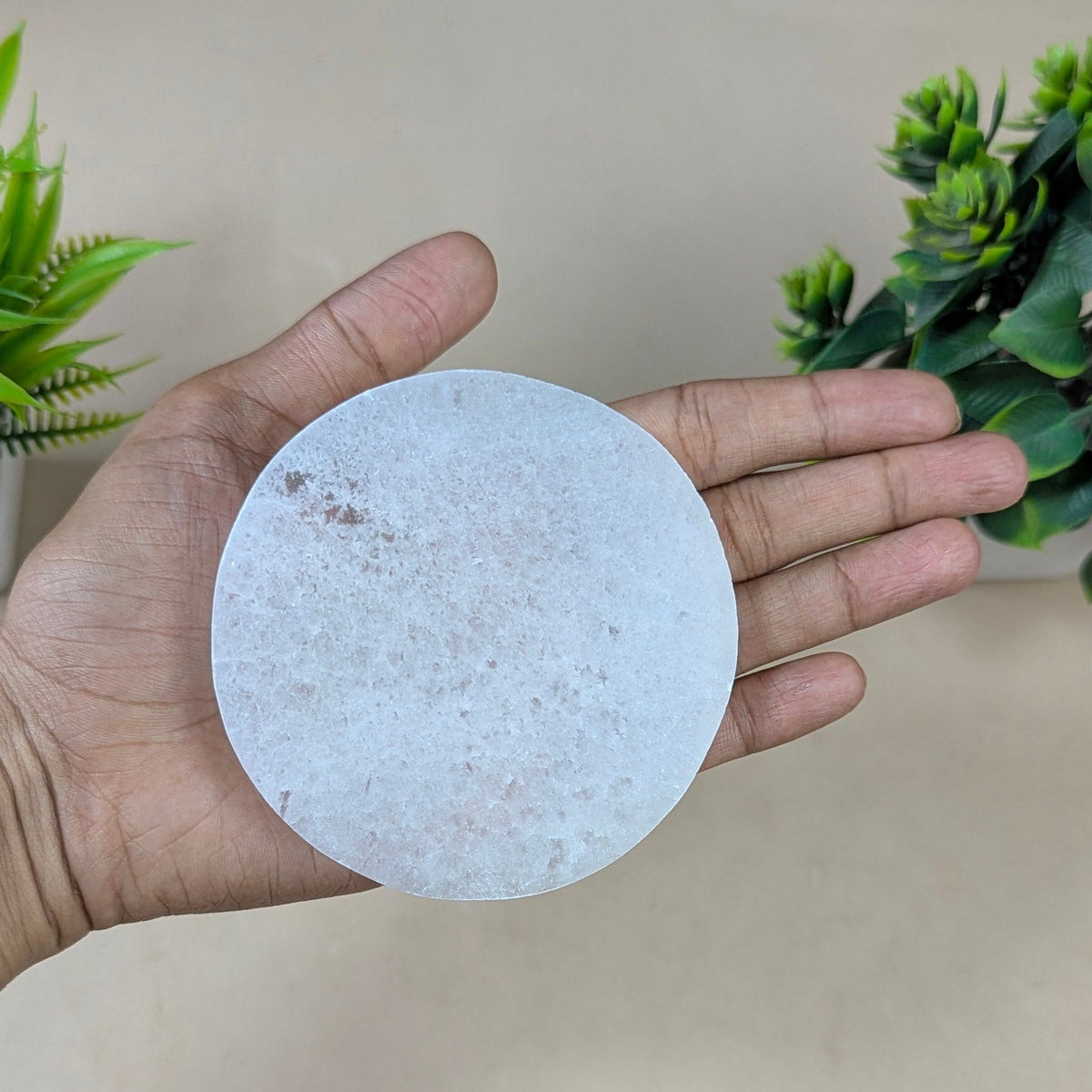 Selenite plain plates from Morocco-3 Inch-Round-Maitri Export | Crystals Store