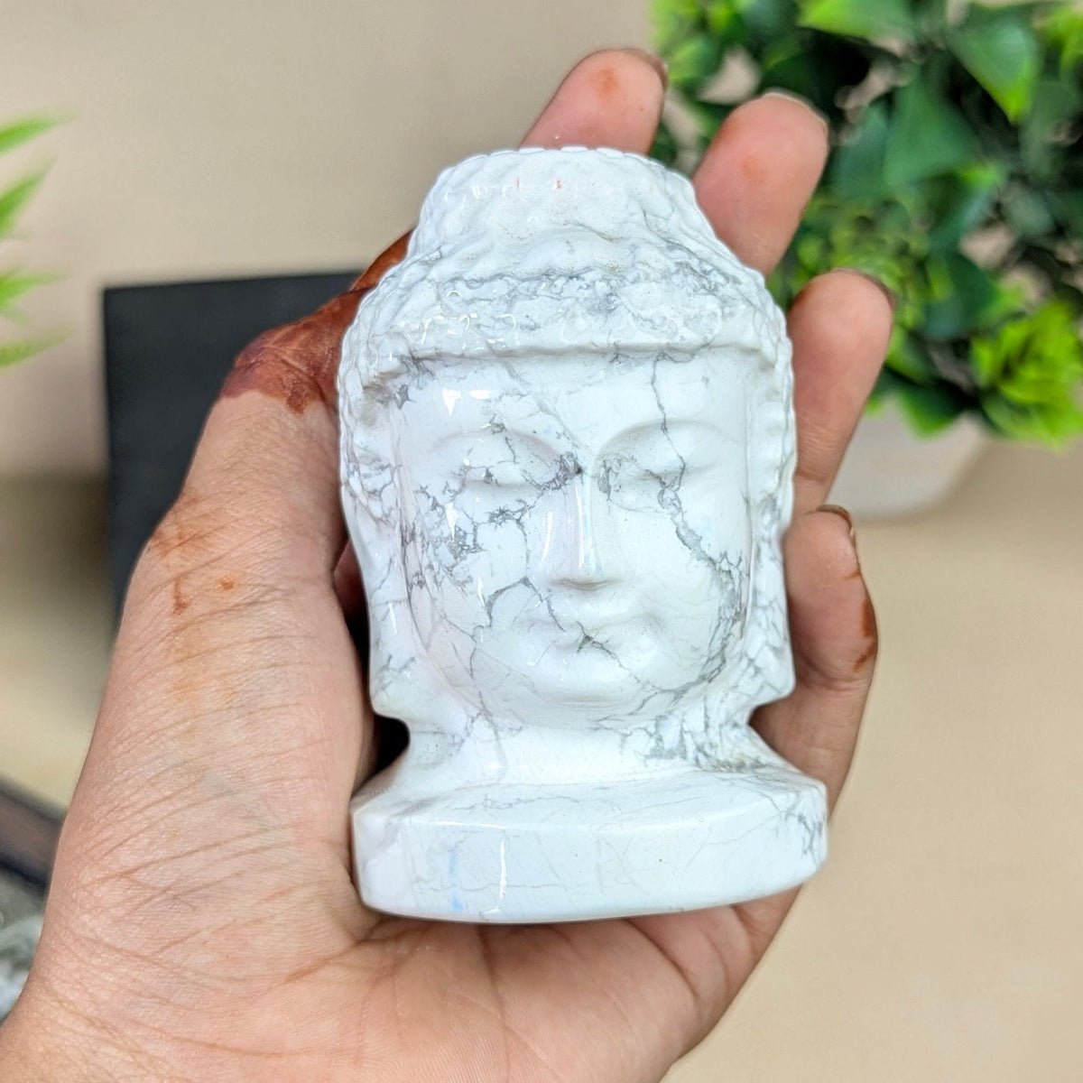 Buddha Head 3 inch-Howlite-Maitri Export | Crystals Store