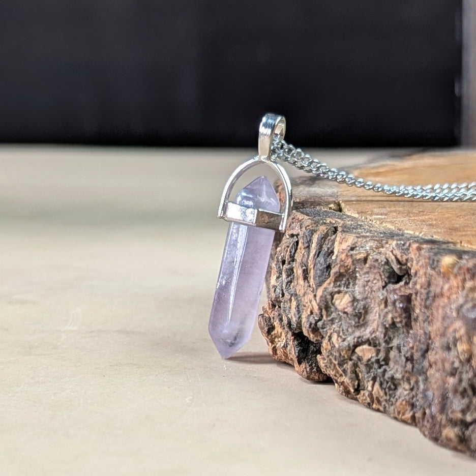 Natural Crystal Stones double point Silver Cap pendant-Multi Fluorite-Maitri Export | Crystals Store