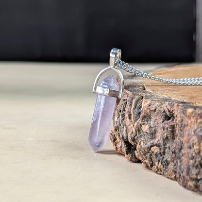 Natural Crystal Stones double point Silver Cap pendant-Multi Fluorite-Maitri Export | Crystals Store