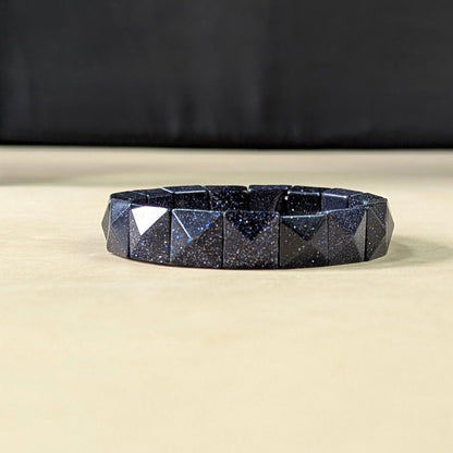 Pyramid facets square bracelet-Blue Gold stone-Maitri Export | Crystals Store