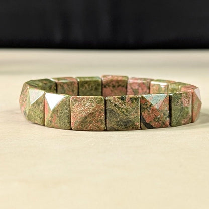 Pyramid facets square bracelet-Unakite-Maitri Export | Crystals Store