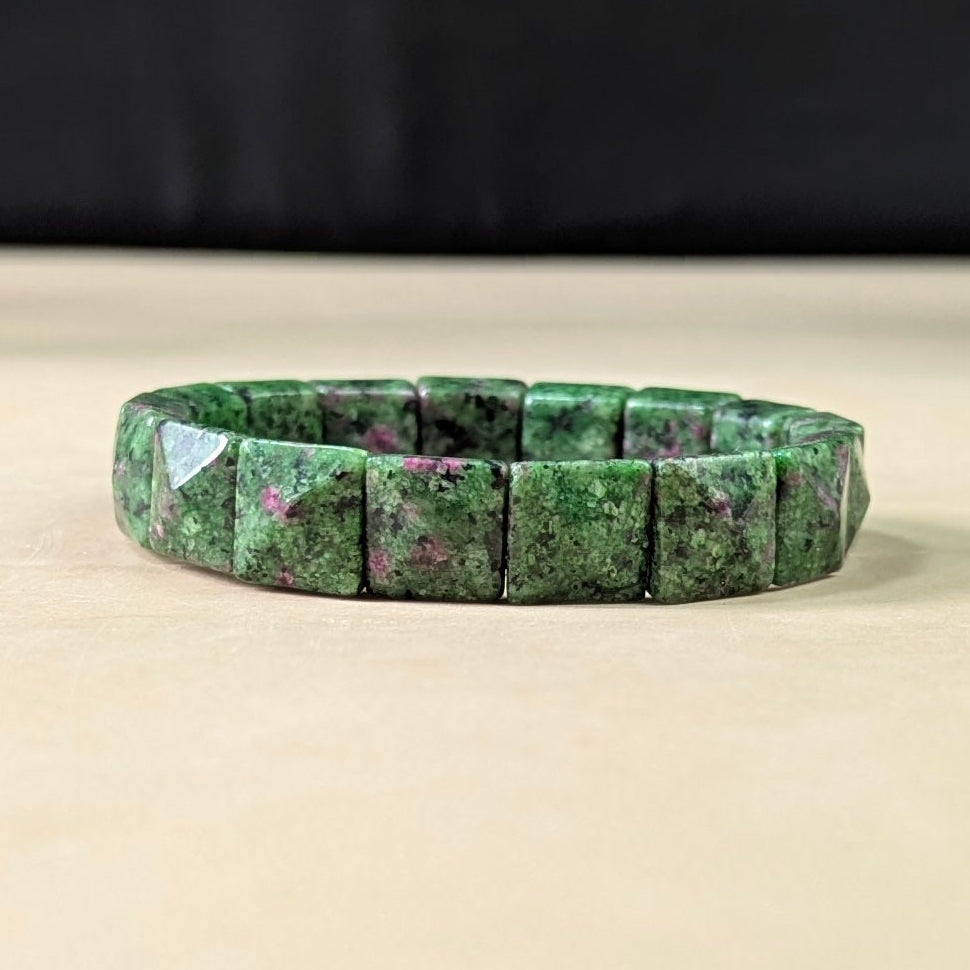 Pyramid facets square bracelet-Ruby Zoisite-Maitri Export | Crystals Store