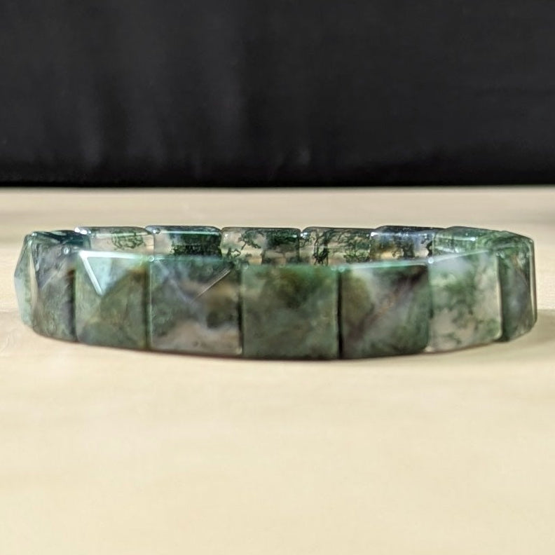 Pyramid facets square bracelet-Moss Agate-Maitri Export | Crystals Store