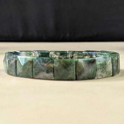 Pyramid facets square bracelet-Moss Agate-Maitri Export | Crystals Store