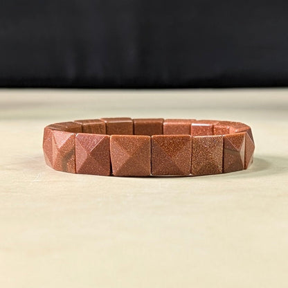Pyramid facets square bracelet-Red Gold stone-Maitri Export | Crystals Store