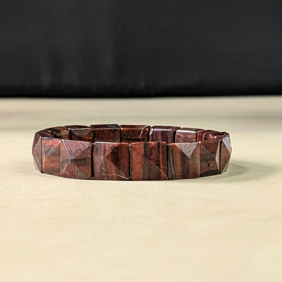 Pyramid facets square bracelet-Red Tiger eye-Maitri Export | Crystals Store