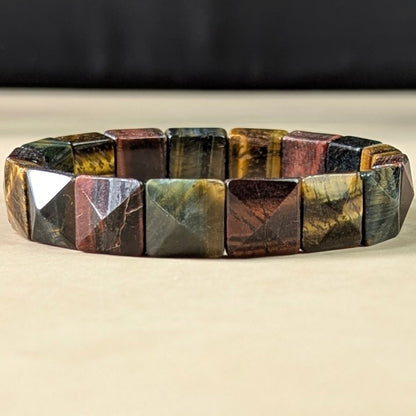 Pyramid facets square bracelet-Multi Tiger eye-Maitri Export | Crystals Store