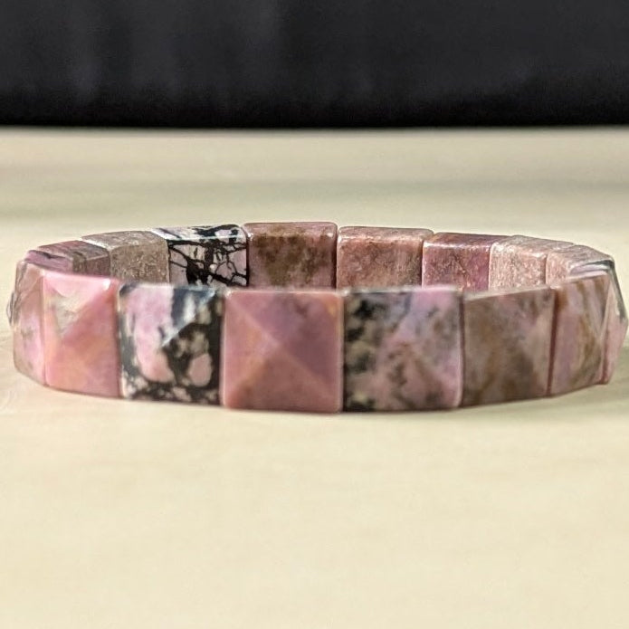 Pyramid facets square bracelet-Rhodonite-Maitri Export | Crystals Store
