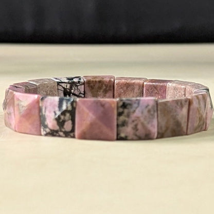 Pyramid facets square bracelet-Rhodonite-Maitri Export | Crystals Store