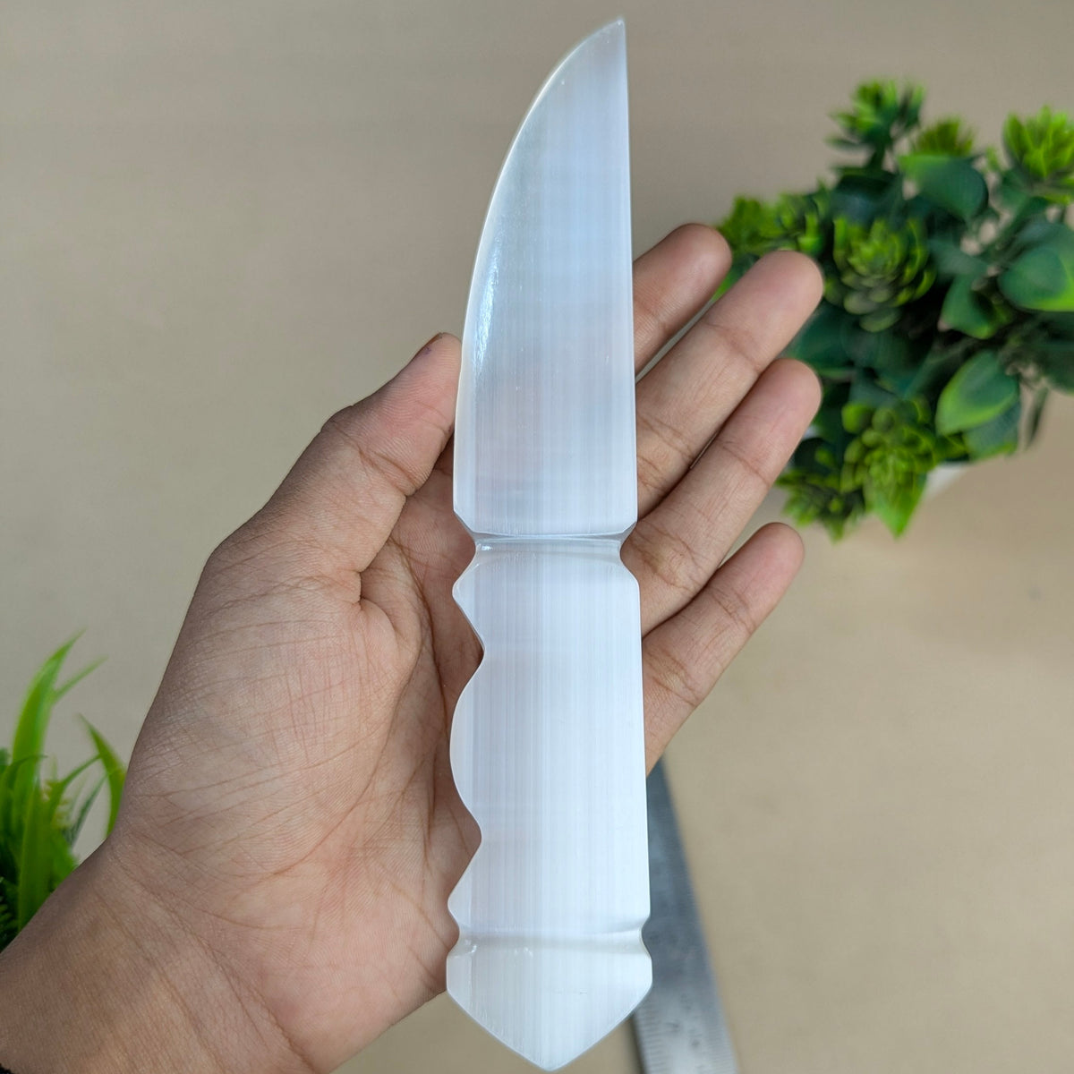 Selenite / black / opalite 6 Inch Knife-Selenite-9-Maitri Export | Crystals Store