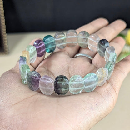 Oval Shape Faceted Crystal Beads bracelet-Multi Fluorite-Maitri Export | Crystals Store
