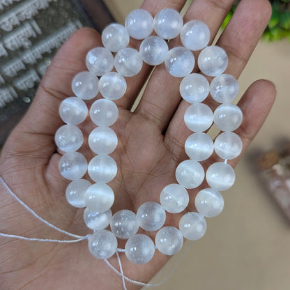 10mm loose crystal beads Line-Selenite Natural-Maitri Export | Crystals Store