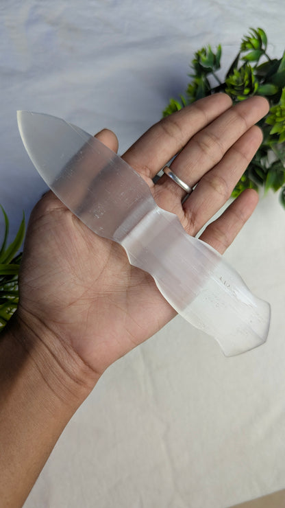 Selenite / black / opalite 6 Inch Knife-Selenite-10-Maitri Export | Crystals Store