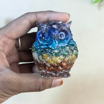7 Chakra Owl (2 Inch )-Maitri Export | Crystals Store