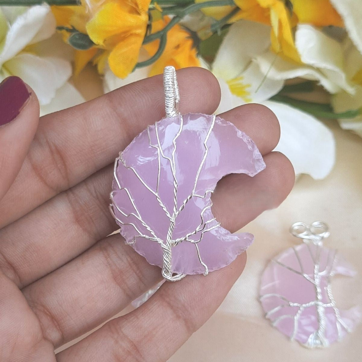 Crescent pendants without chain-Moon-Rose-Maitri Export | Crystals Store