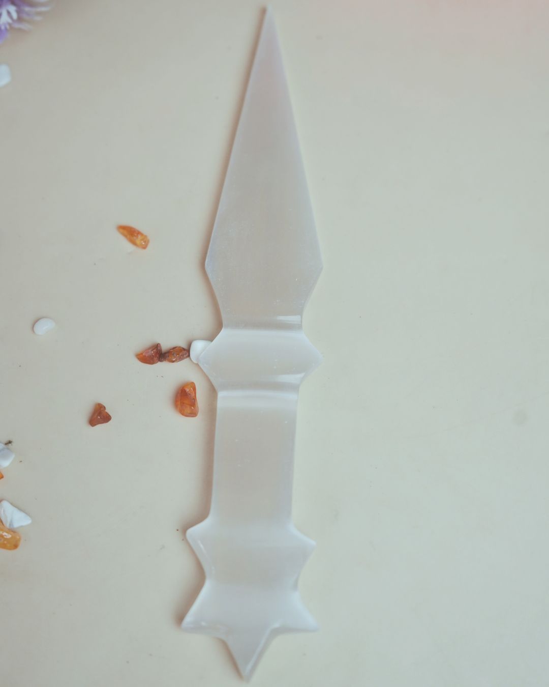 Selenite / black / opalite 6 Inch Knife-Selenite-2-Maitri Export | Crystals Store