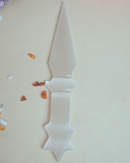 Selenite / black / opalite 6 Inch Knife-Selenite-2-Maitri Export | Crystals Store