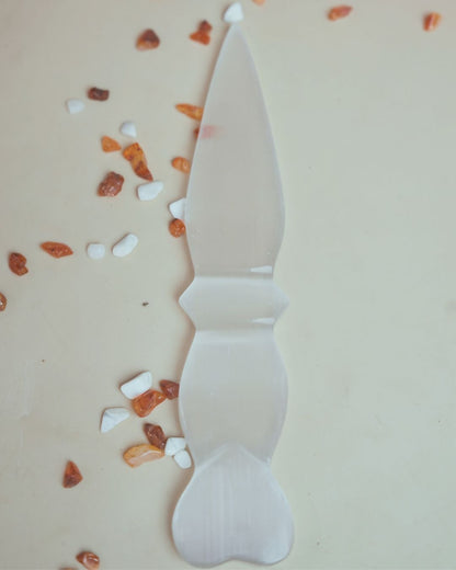 Selenite / black / opalite 6 Inch Knife-Selenite-3-Maitri Export | Crystals Store