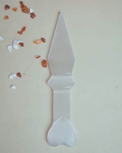 Selenite / black / opalite 6 Inch Knife-Selenite-4-Maitri Export | Crystals Store