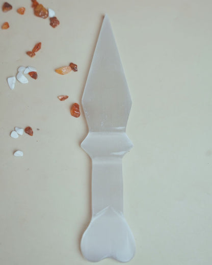 Selenite / black / opalite 6 Inch Knife-Selenite-5-Maitri Export | Crystals Store