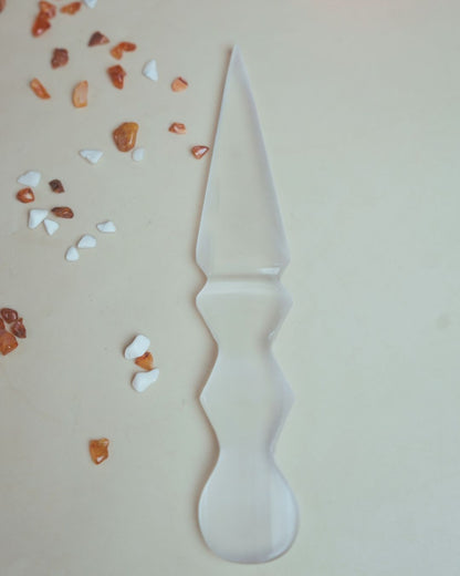 Selenite / black / opalite 6 Inch Knife-Selenite-6-Maitri Export | Crystals Store