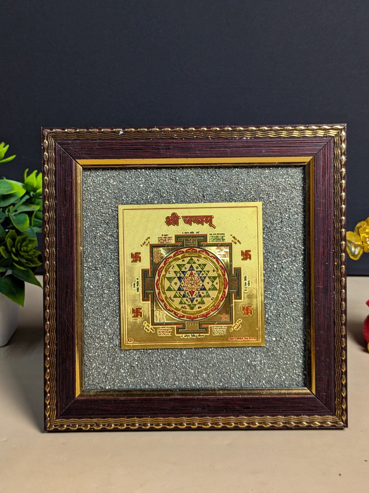 Pyrite frame in different yantras ( 7.5 x 7.5 )-Shree yantram-Maitri Export | Crystals Store