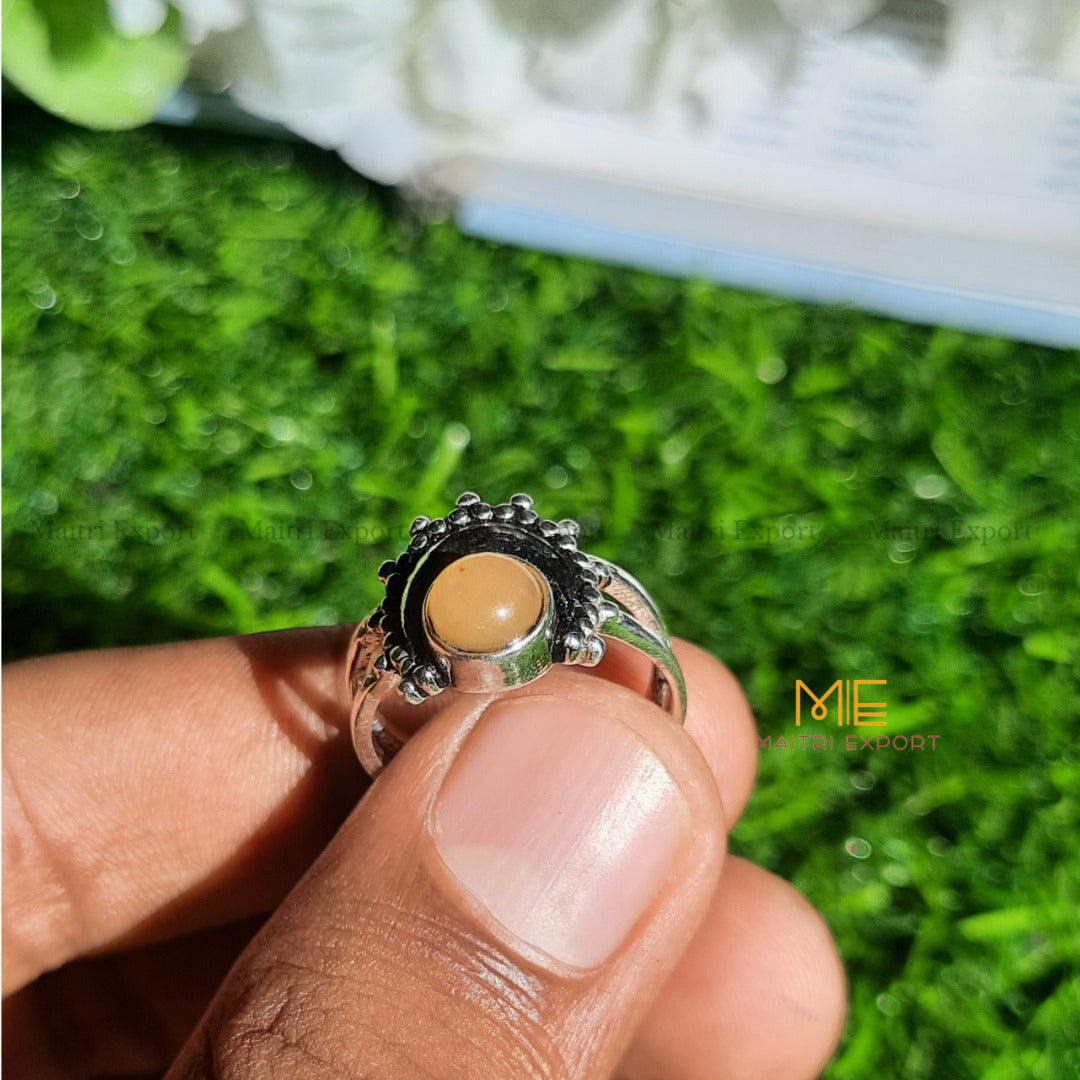 Natural Healing Crystal Gem Quality Stone Moon Shaped Adjustable Rings-Citrine-Maitri Export | Crystals Store
