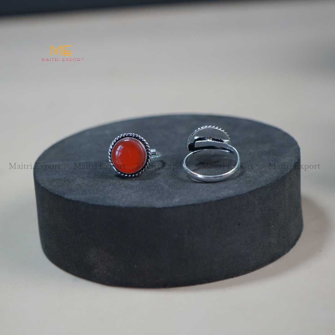 Round Gemstone crystal Adjustable rings-Carnelian-Maitri Export | Crystals Store