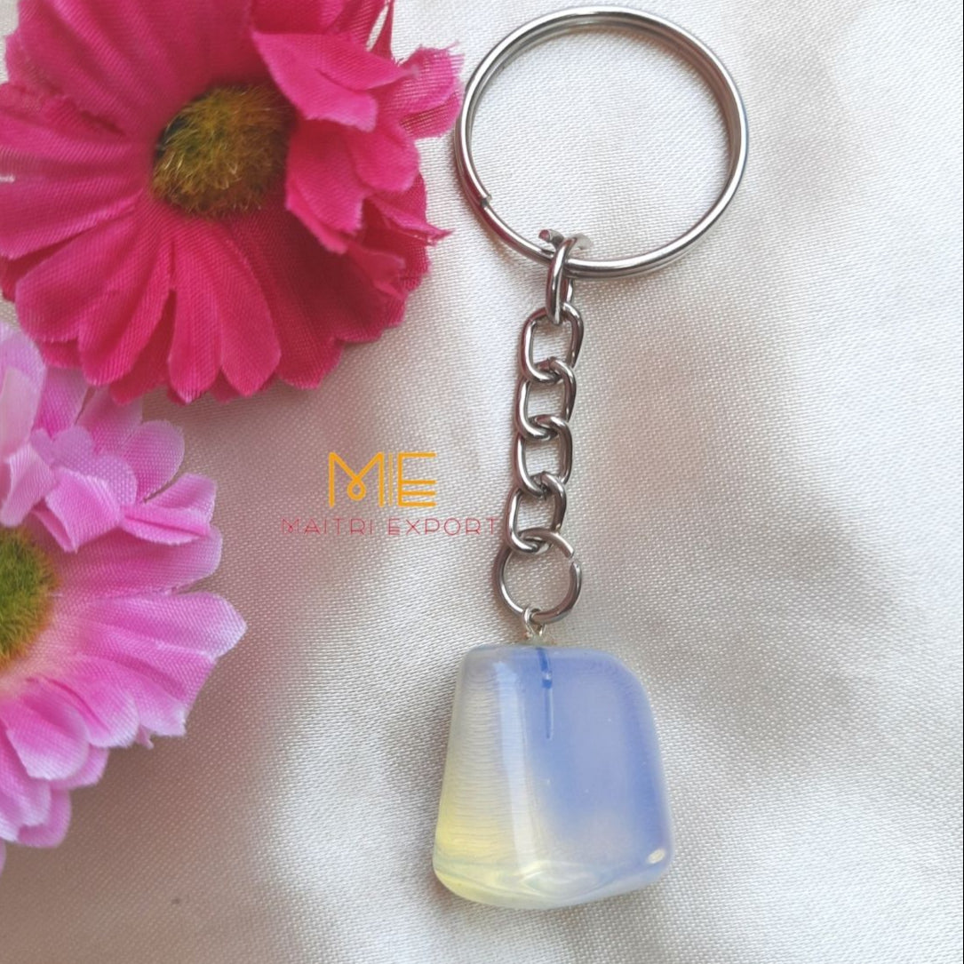 Tumble keychain-Opalite-Maitri Export | Crystals Store