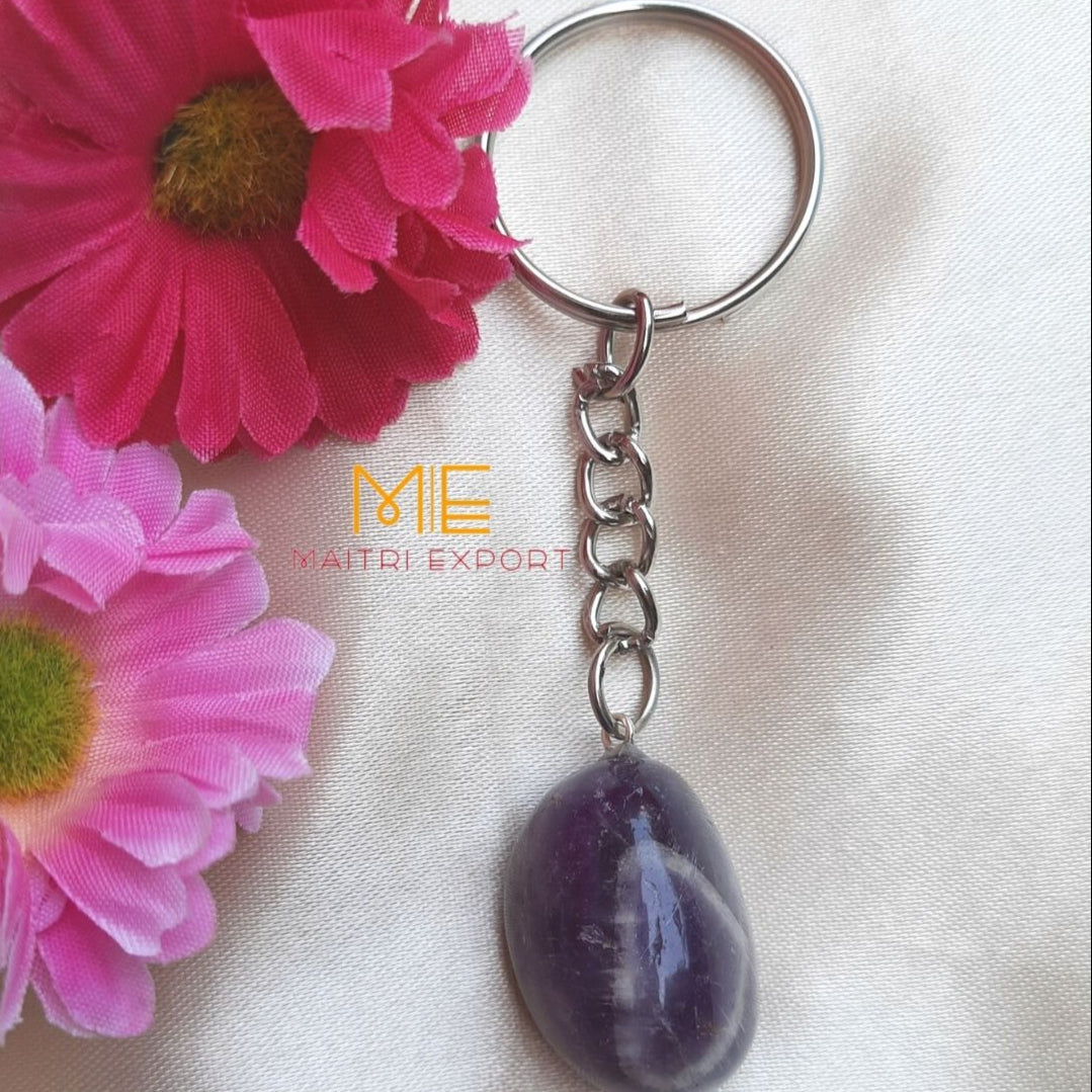 Tumble keychain-Amethyst-Maitri Export | Crystals Store