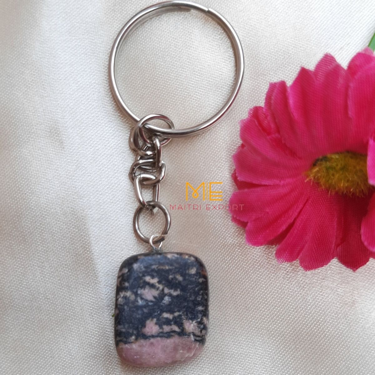 Tumble keychain-Rhodonite-Maitri Export | Crystals Store