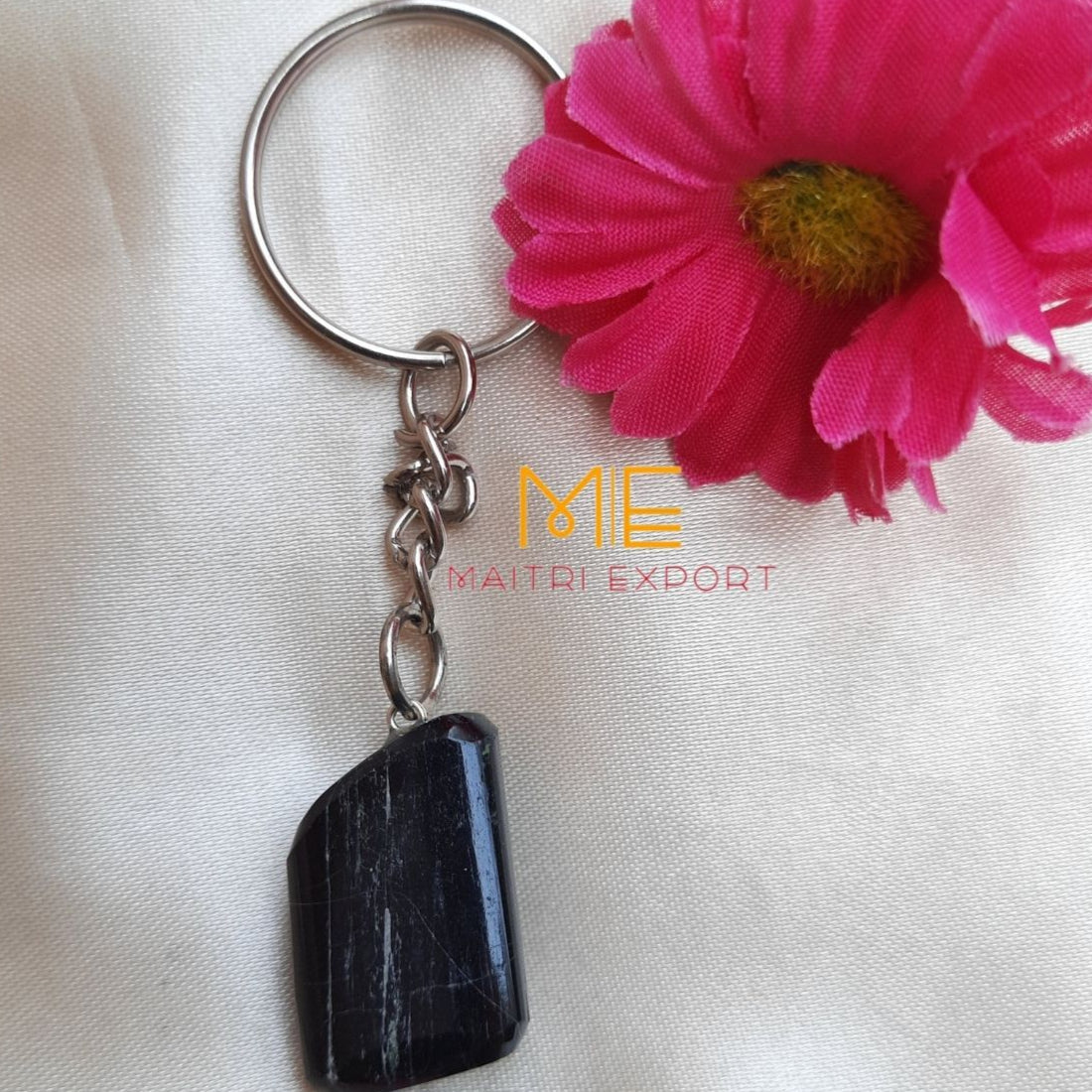 Tumble keychain-Black Tourmaline-Maitri Export | Crystals Store