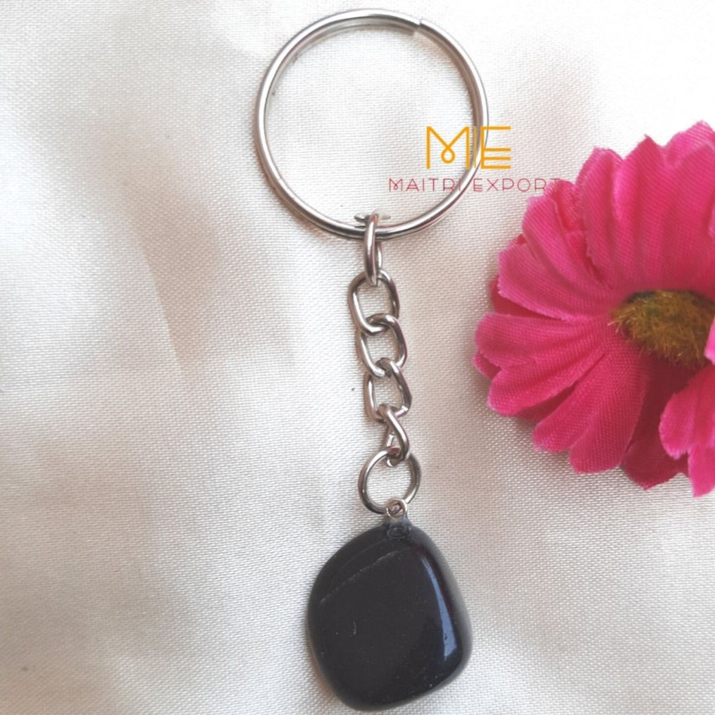 Tumble keychain-Black Onyx-Maitri Export | Crystals Store