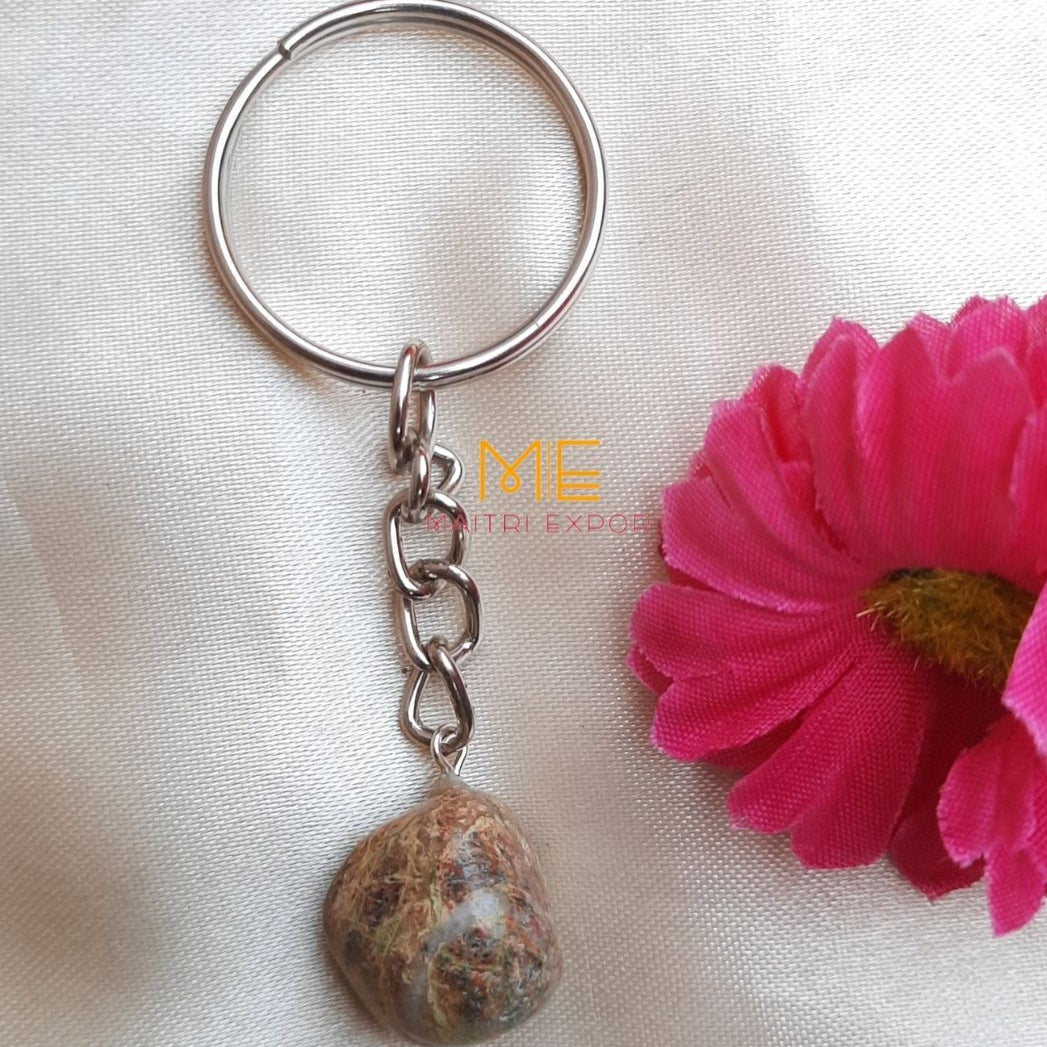 Tumble keychain-Unakite-Maitri Export | Crystals Store