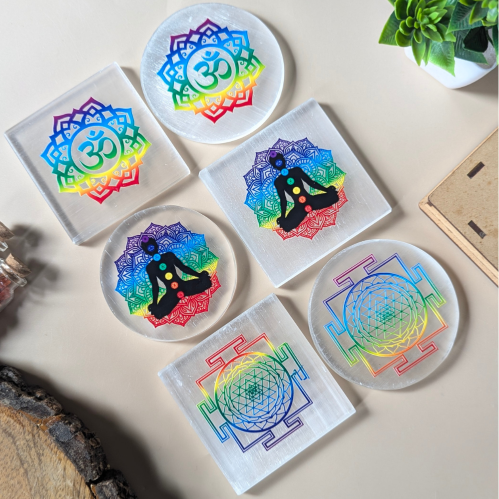 3D sticker selenite plate 3 inch-Maitri Export | Crystals Store