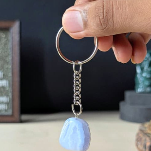Tumble keychain-Blue Lace-Maitri Export | Crystals Store