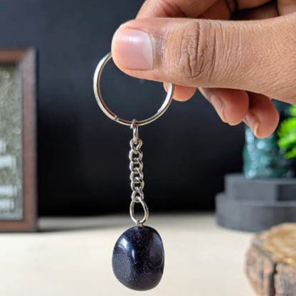 Tumble keychain-Blue Gold Stone-Maitri Export | Crystals Store