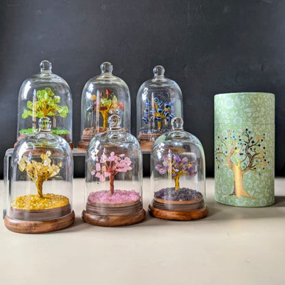Natural crystal stone dome wish tree with premium box-Maitri Export | Crystals Store