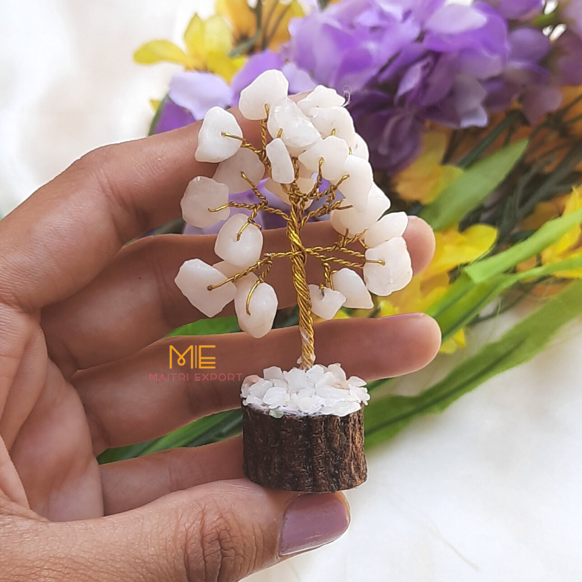 Mini Crystal Beads Tree( 25 Beads )-White Jade-Maitri Export | Crystals Store