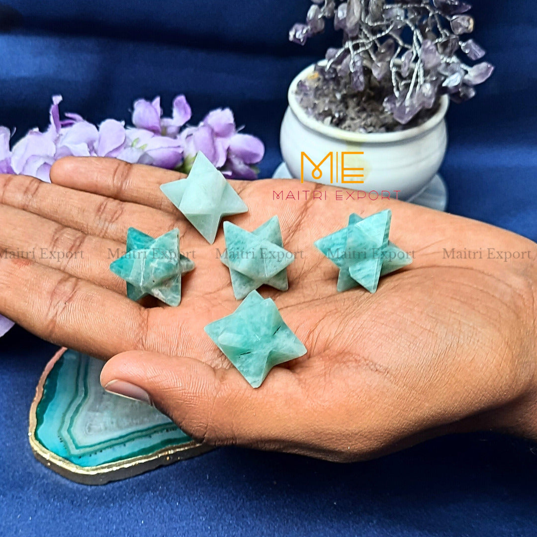 Crystal Hand Crafted Merkaba Star-Amazonite-Maitri Export | Crystals Store