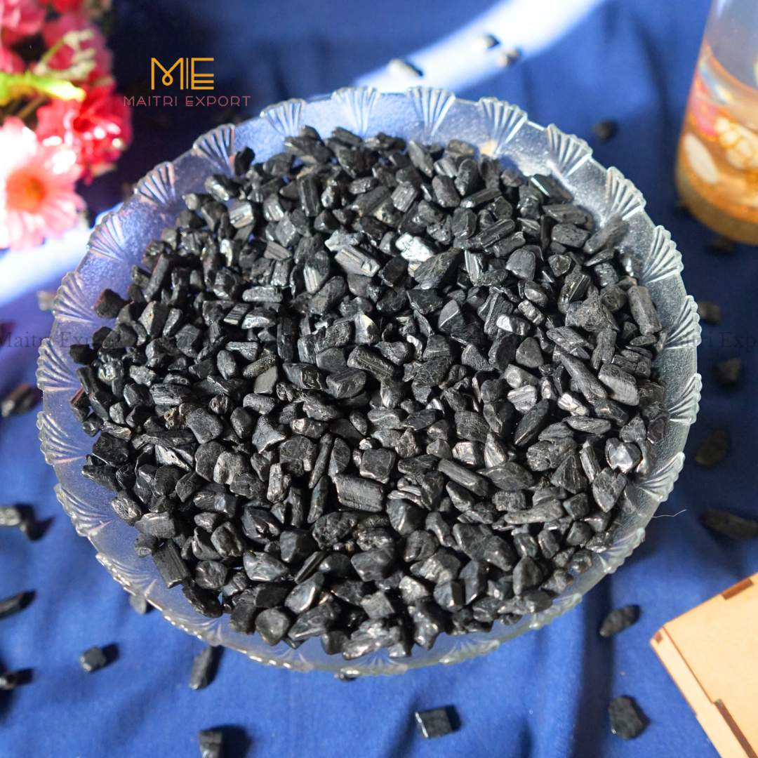 7 To 9 mm Loose Chips-Black Tourmaline-250 gm-Maitri Export | Crystals Store