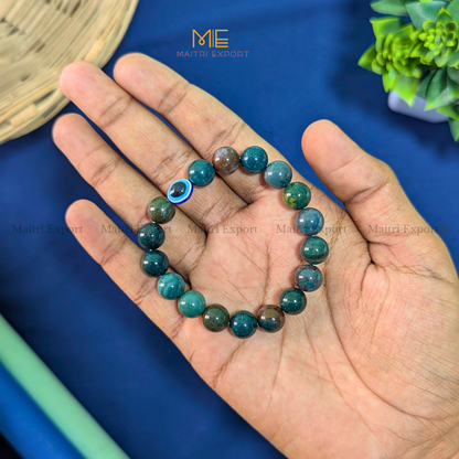 10mm Round beads Healing Crystals with Evil Eye Bracelet-Bloodstone-Maitri Export | Crystals Store