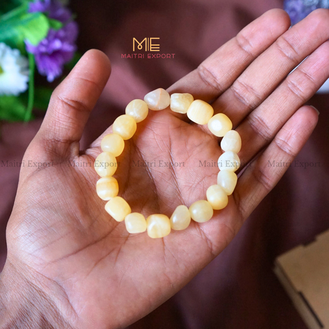 Small Tumble Crystal Beads Bracelet-Calcite-Maitri Export | Crystals Store