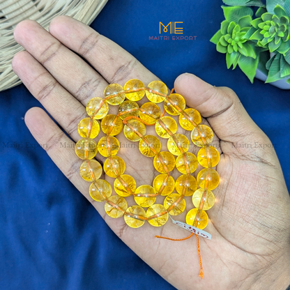 12mm natural crystal healing stone loose beads line ( 28-30 beads per line )-Citrine-Maitri Export | Crystals Store