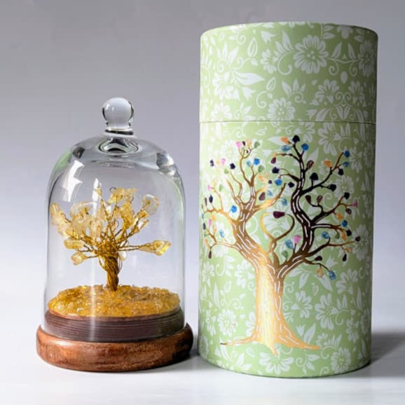 Natural crystal stone dome wish tree with premium box-Citrine-Maitri Export | Crystals Store